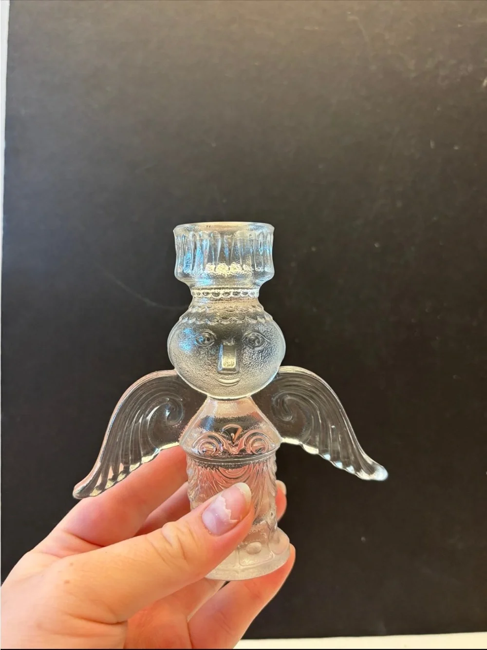 Clear Glass Angel Candle Holder